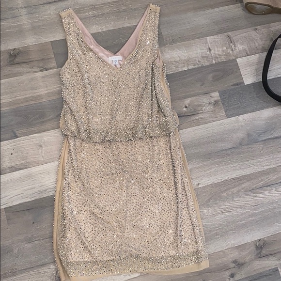 CACHE NUDE BEADED SHORT EVENING DRESS - Picture 2 of 4